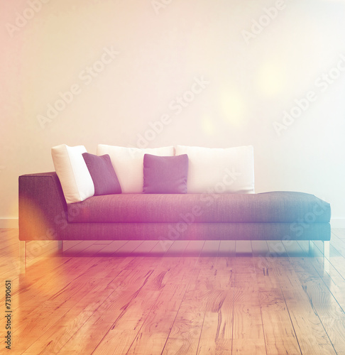 Elegant Gray Couch on Empty Room