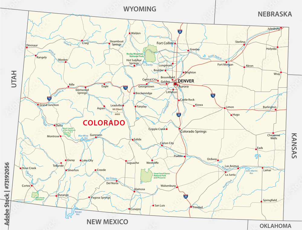 colorado road and national park map