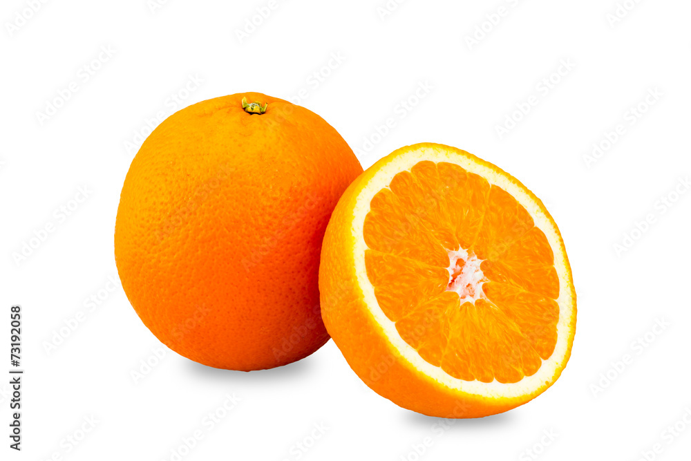 Fresh sliced orange fruit isolation on white Fresh sliced orange fruit isolation on white