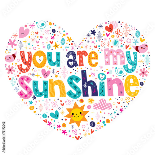 you are my sunshine heart shaped typography lettering card