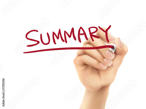 summary word written by hand