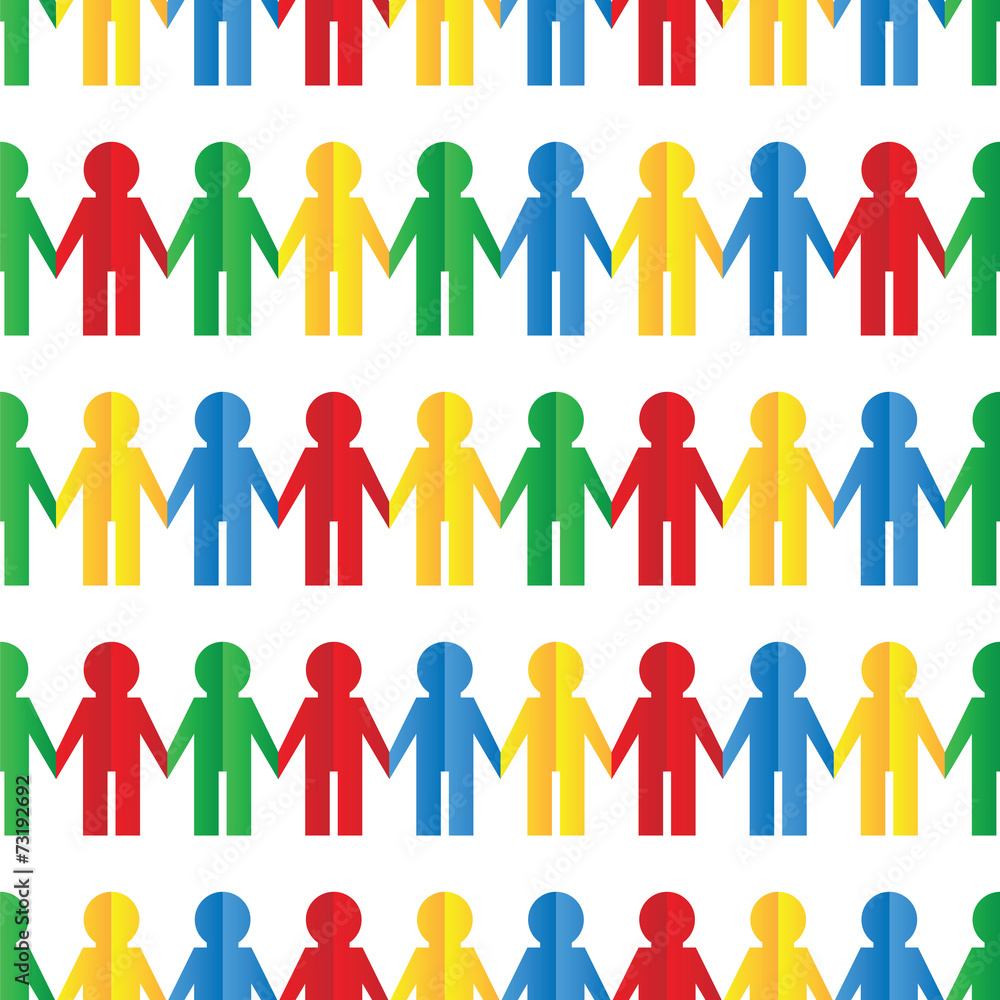 Seamless pattern with colorful human figures out of paper