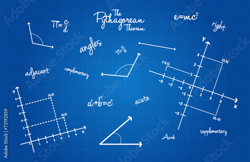 Mathematical Geometry Signs On Blueprint Background