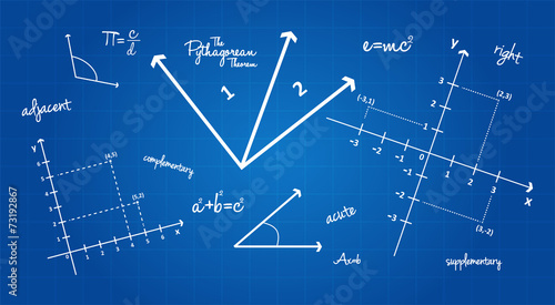 Mathematical Geometry Signs On Blueprint Background