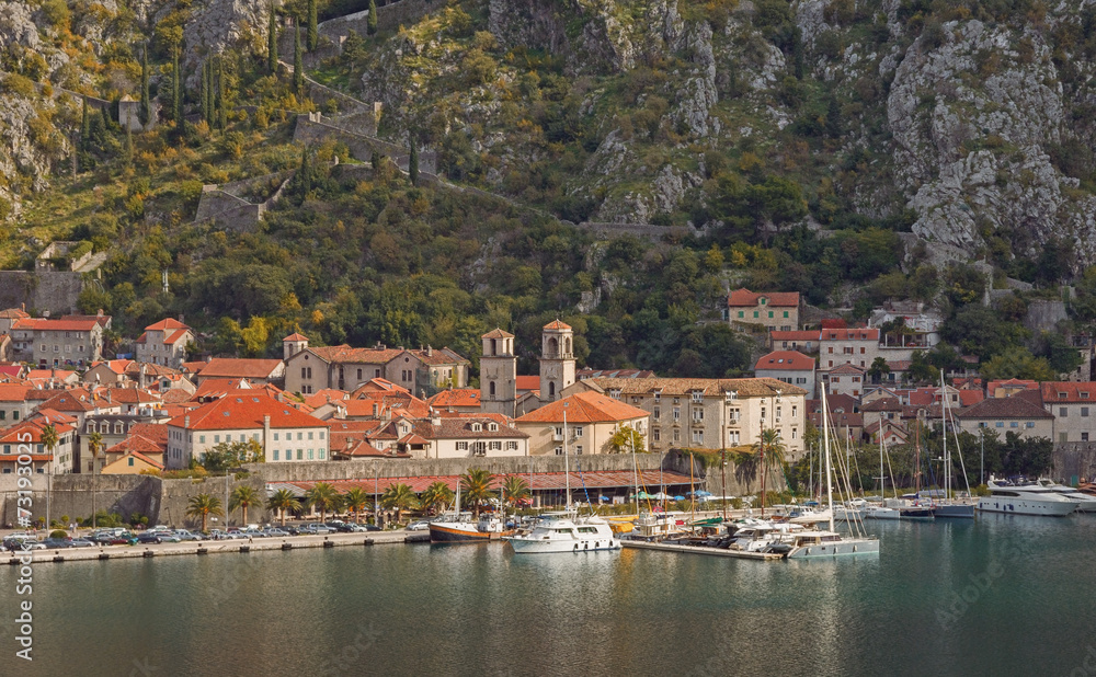 View of Old Town of Kotor. Autumn in Montenegro