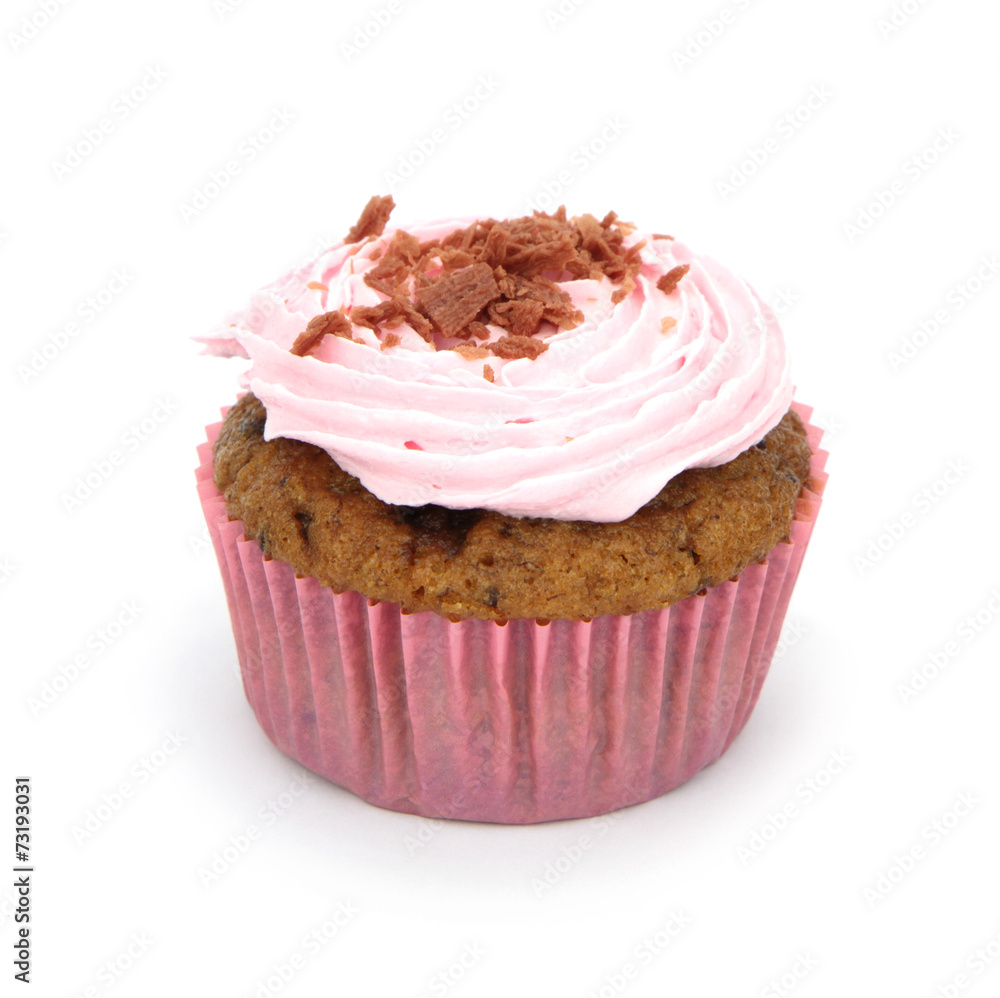 Pink cupcake isolated on white background. Pink cupcake isolated on white background.