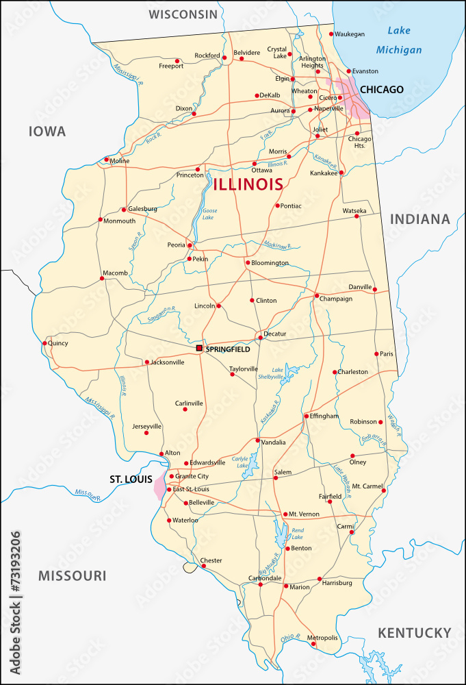 Obraz premium illinois road map