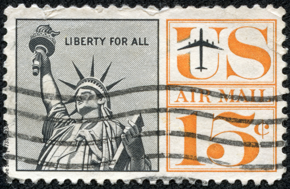 Stamp depicting an image of the Statue of Liberty