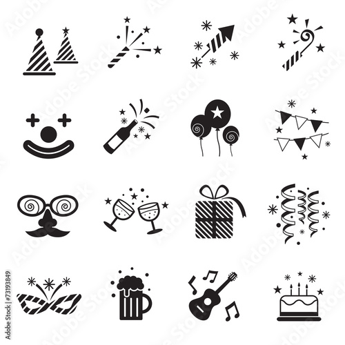 B W Icons Set   Party Objects