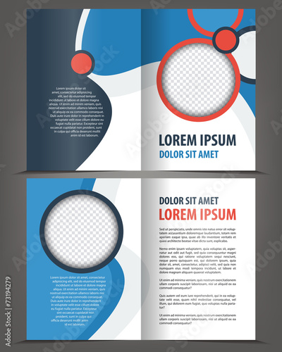 Vector empty bi-fold brochure print template design
