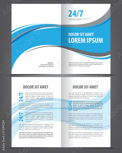 Vector empty bifold brochure print template blue design