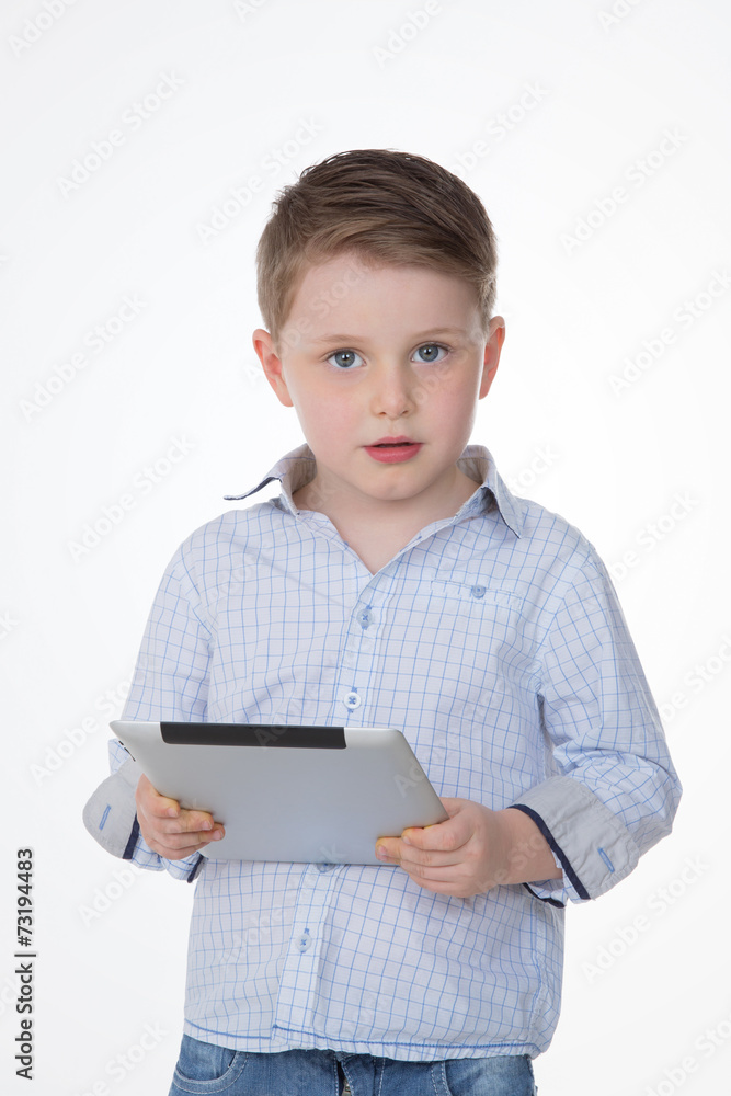 portrait of serious child on white background portrait of serious child on white background