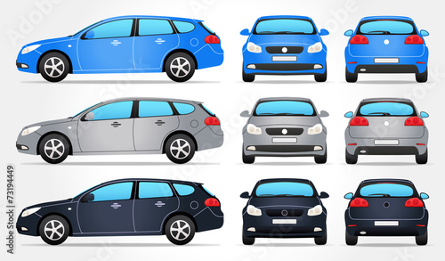 Vector Car - Side - Front - Back view