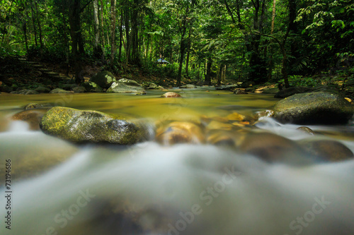 Long exposure of water stream in the river.