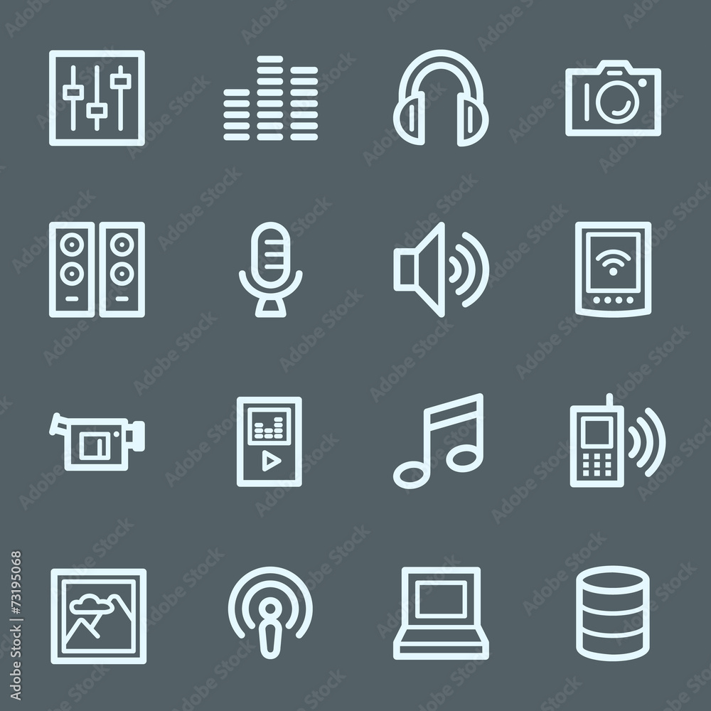 Media Web Icons Set Media Web Icons Set