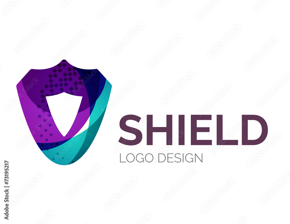 Secure shield logo design made of color pieces Secure shield logo design made of color pieces
