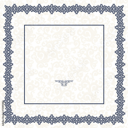 The blue square frame. White background.