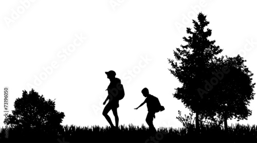 Vector silhouettes of family.