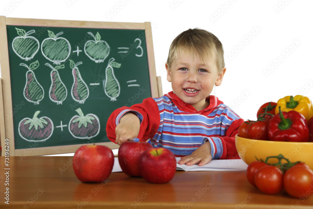 Fototapeta premium funny kid on math lesson