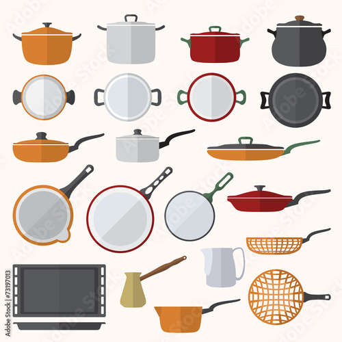 Fototapeta vector flat color design kitchen utensils set