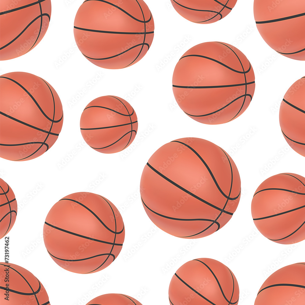 Realistic basketball seamless pattern