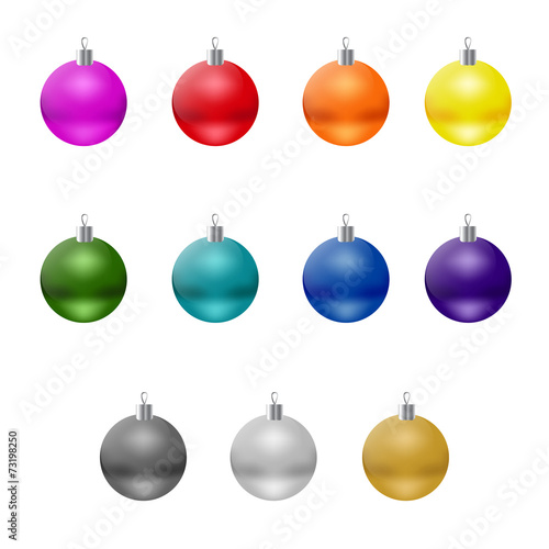 isolated vector christmas tree balls set