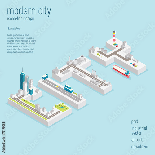 Isometric modern city vector illustration
