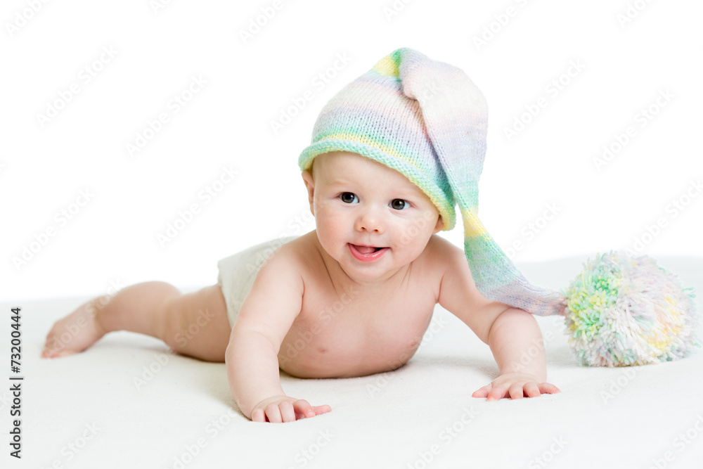 smiling baby boy infant in funny hat smiling baby boy infant in funny hat
