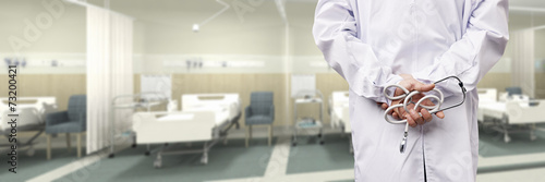 Photography doctor in hospital ward