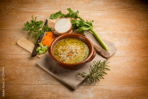 barley soup with vegetables photo