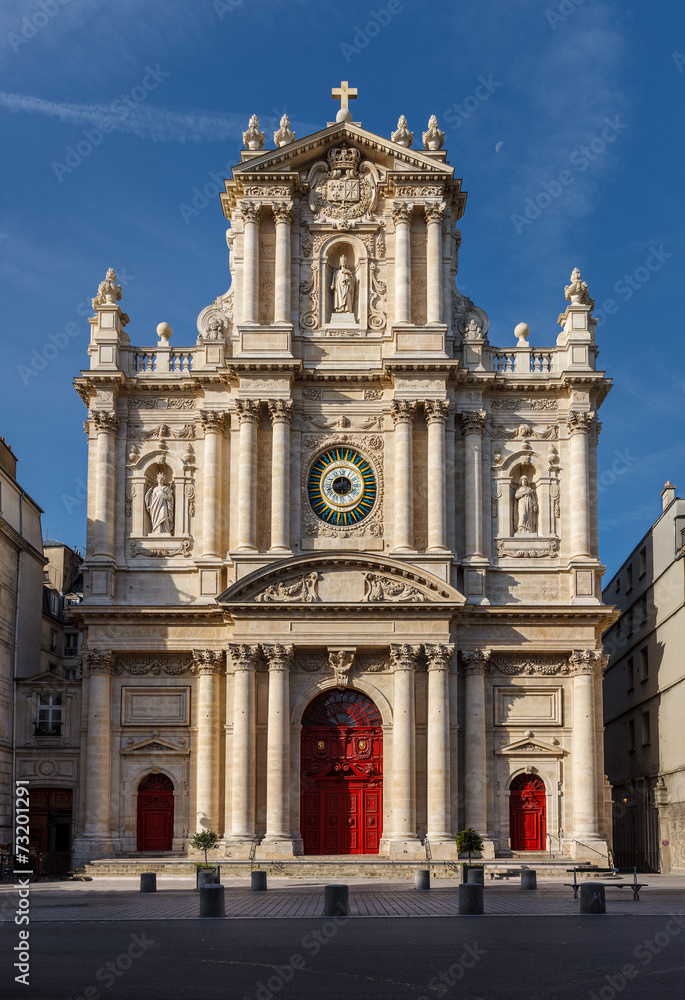 Fototapeta Church of Saint-Paul-Saint-Louis facade, Paris, France