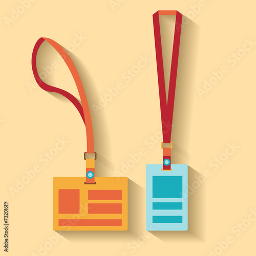 Template, flat design. Lanyard, retractor end badge