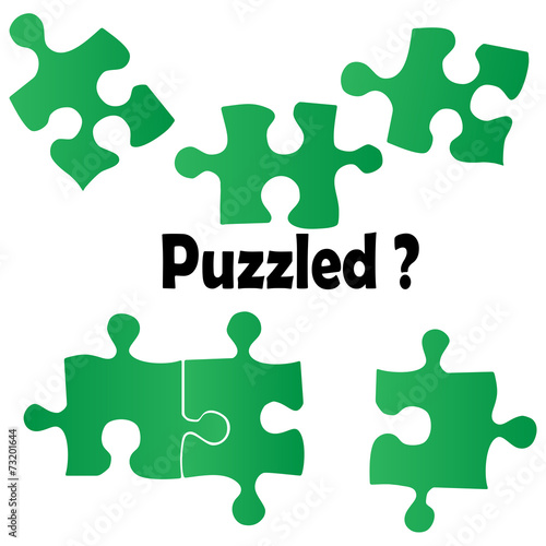 Concept of Confusion with Green Puzzle Pieces