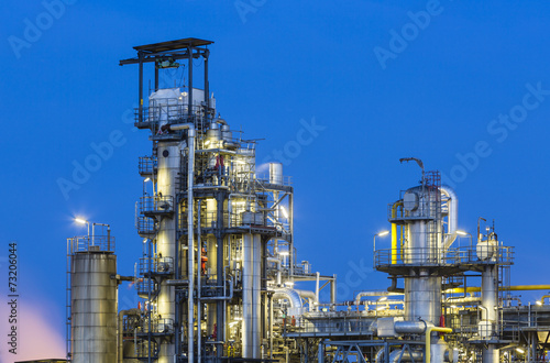 Oil Refinery Detail At Night