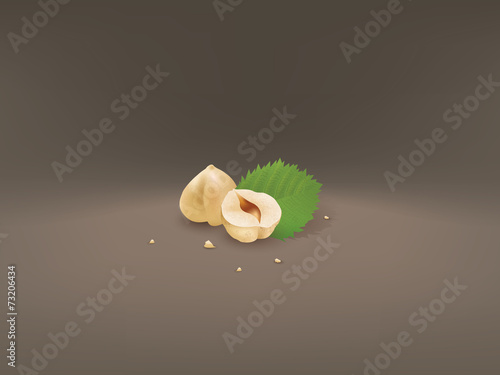 Nuts with leaf.