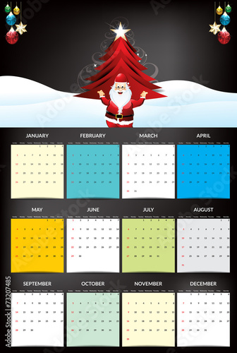 new year calendar with santa claus