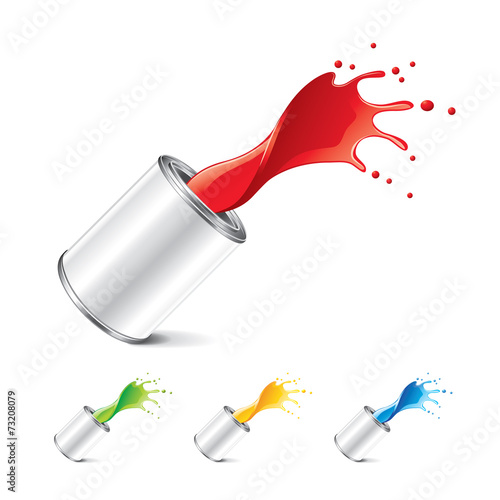 Paint can with splashes isolated on white vector