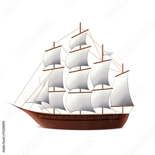Sail ship isolated on white vector