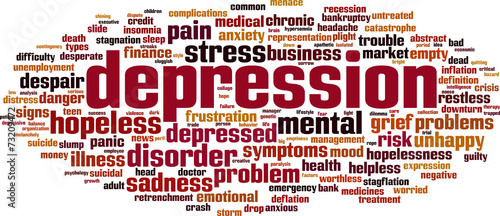 Depression word cloud concept. Vector illustration