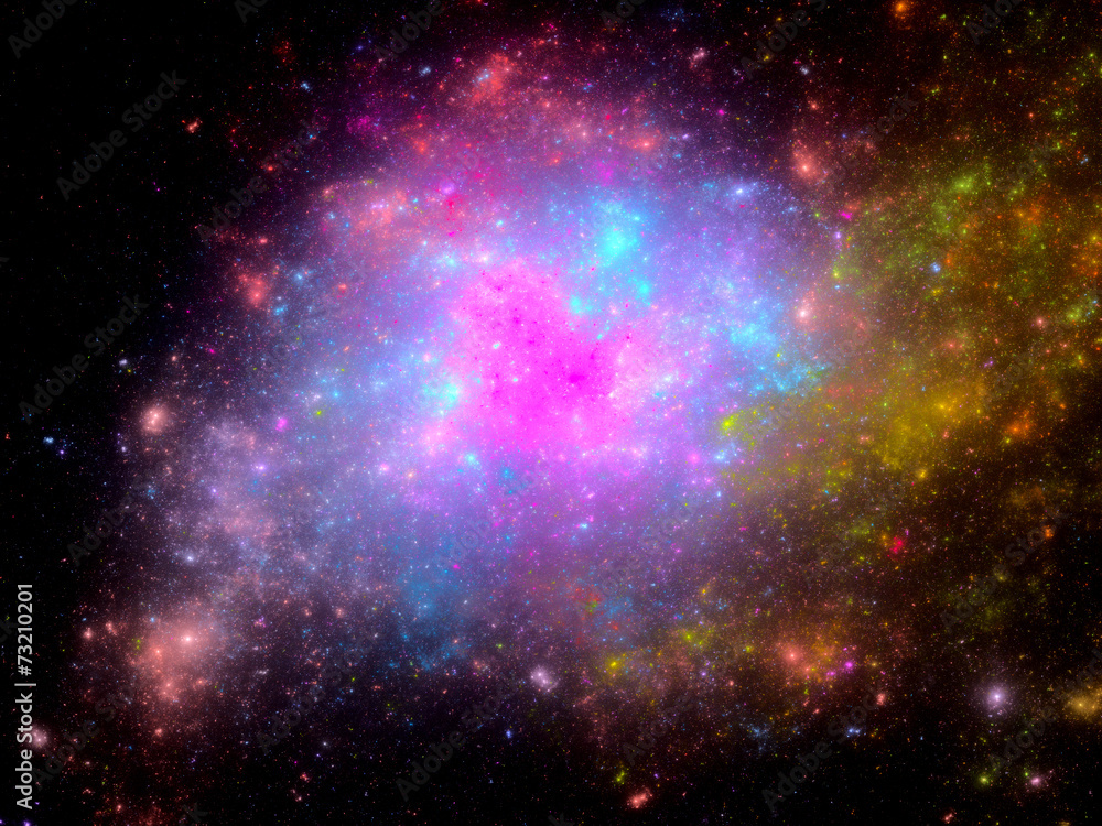 Multicolored nebula in deep space