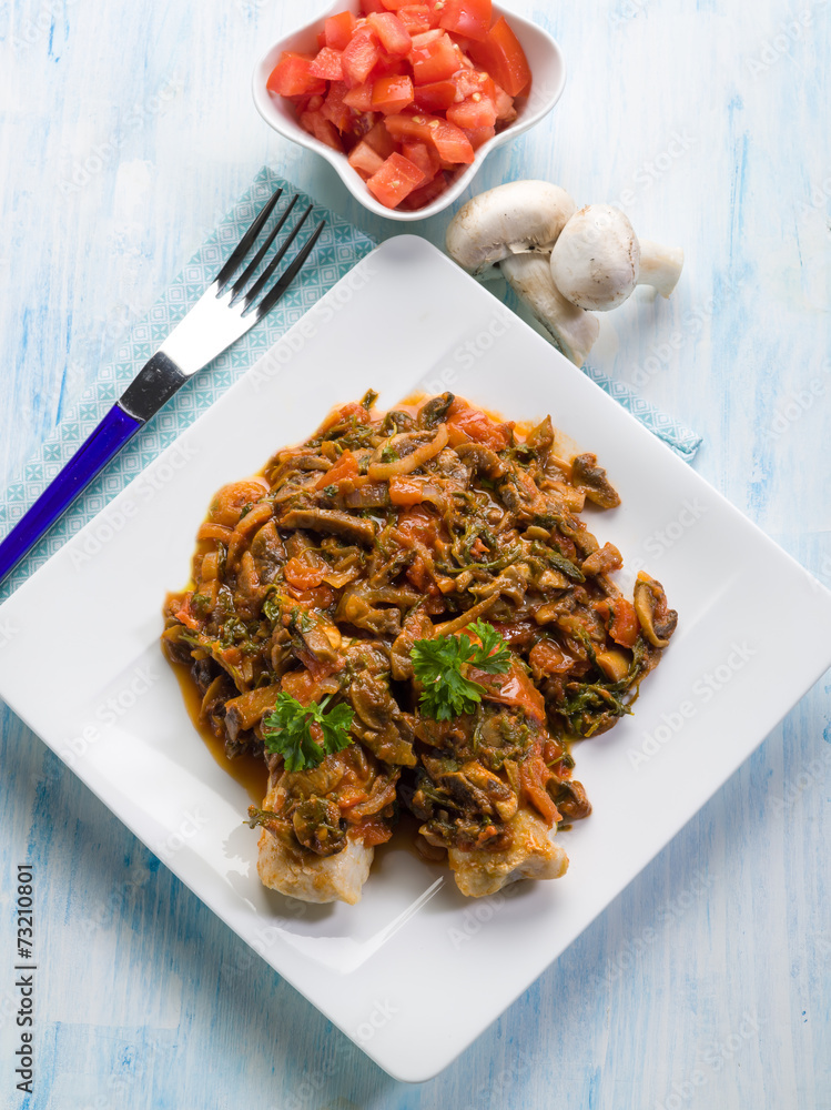 fish with mushroom and tomatoes fish with mushroom and tomatoes