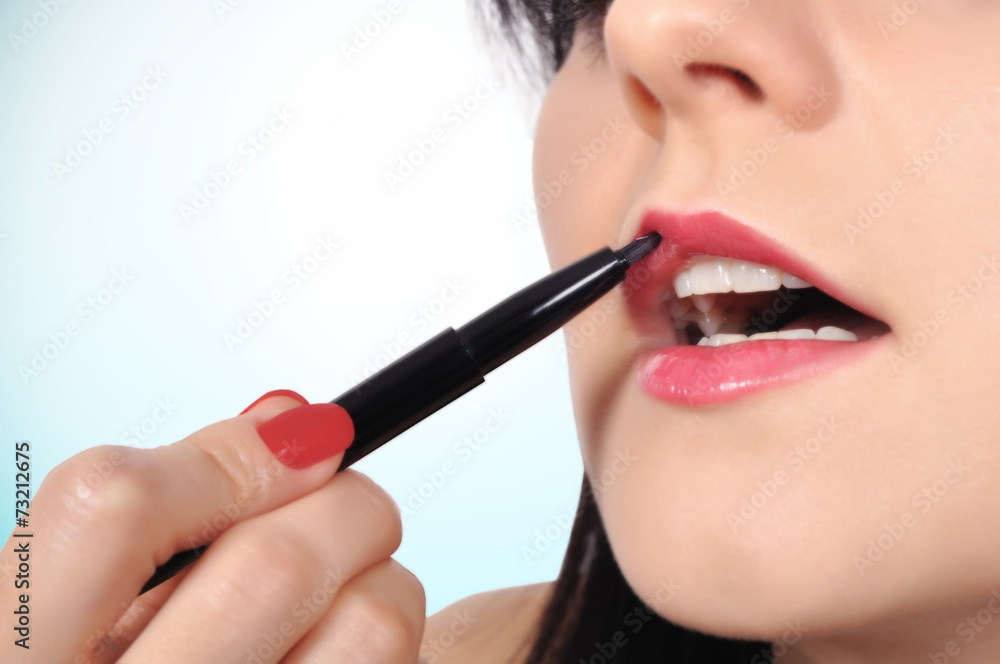 girl with makeup brush