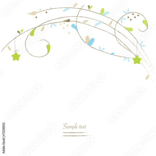 Spring leaves floral greeting card with vector