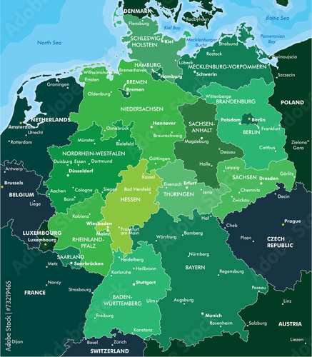 Canvas Print Color map of Germany