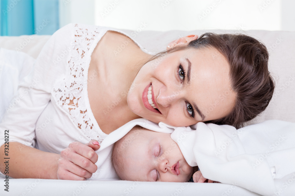 Happy young mother and little baby Happy young mother and little baby