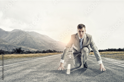 Businessman at start