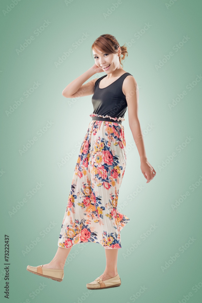 Attractive Asian woman with maxi dresses Attractive Asian woman with maxi dresses