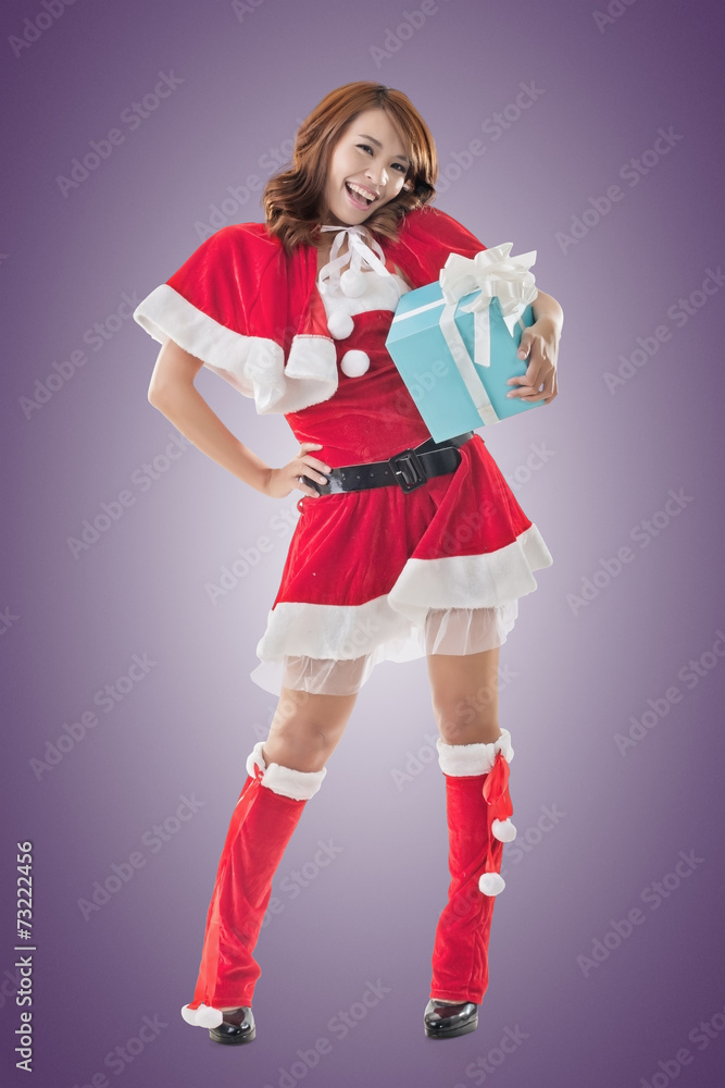 Smile happy Asian Christmas girl hold gift box Smile happy Asian Christmas girl hold gift box
