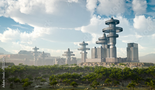 aerial view of Futuristic City