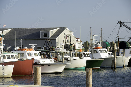 fishing boats in bay harbor marina Montauk New York USA the Hamp